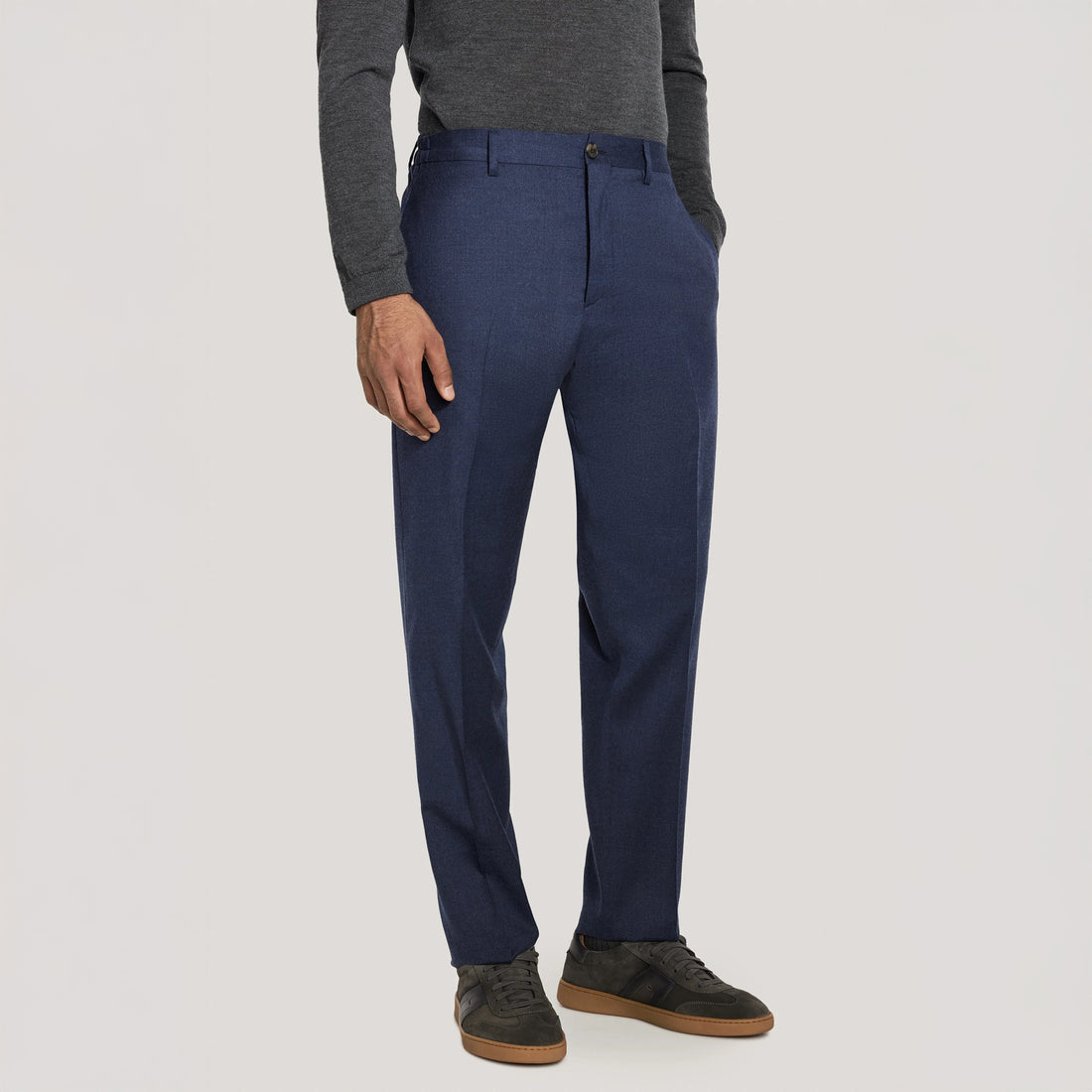 Blue Wool Stretch Prato Stretch Waistband Dress Pant - Jack Victor
