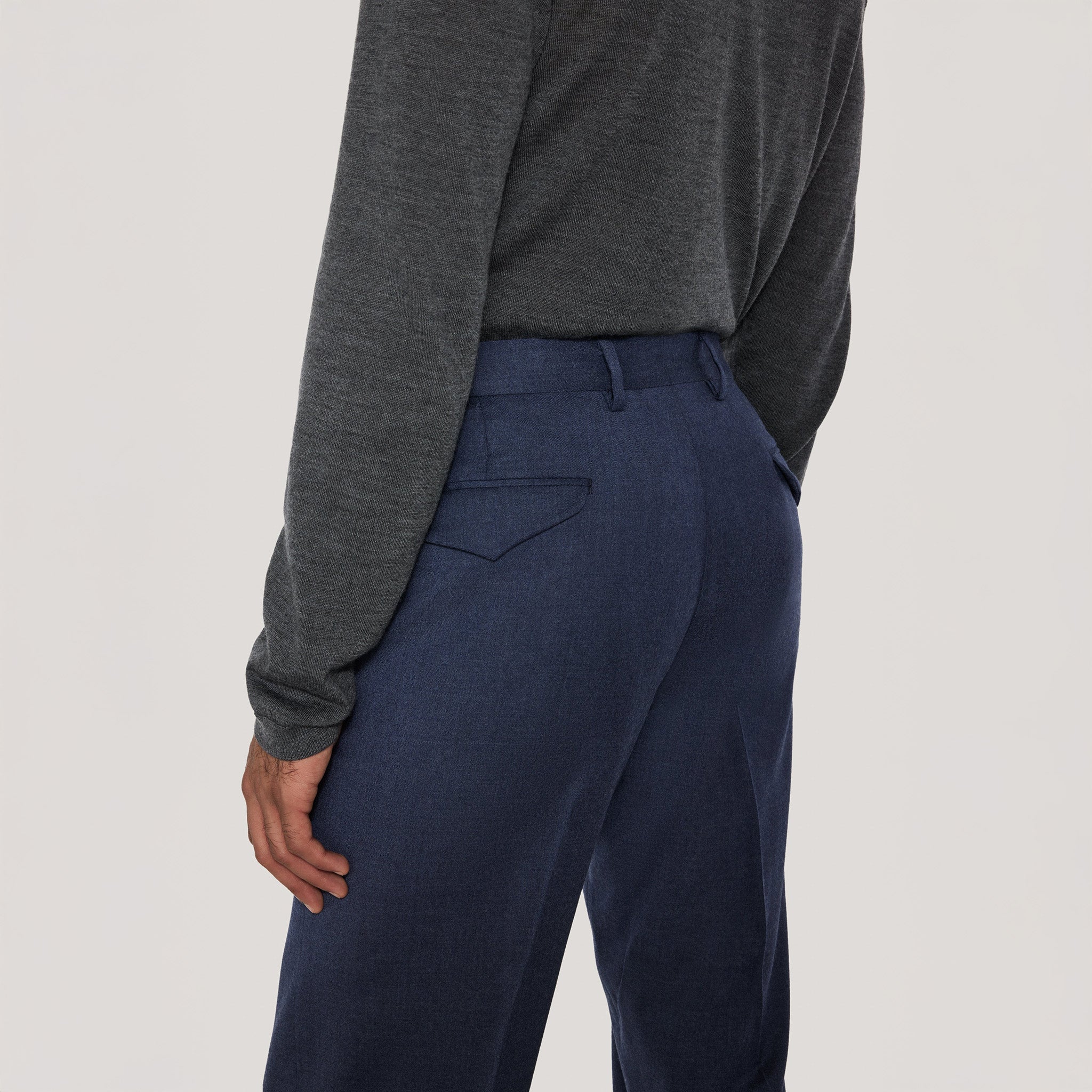 Blue Wool Stretch Prato Stretch Waistband Dress Pant - Jack Victor