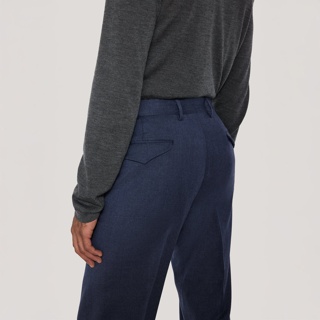Blue Wool Stretch Prato Stretch Waistband Dress Pant - Jack Victor