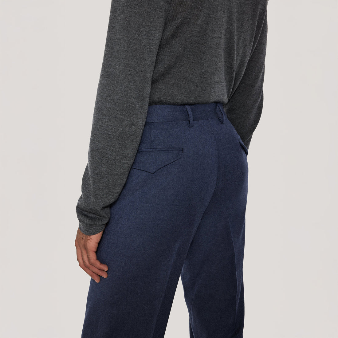 Blue Wool Stretch Prato Stretch Waistband Dress Pant - Jack Victor