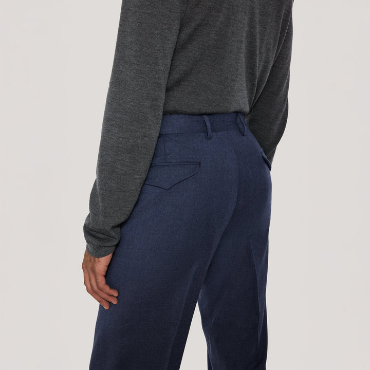 Blue Wool Stretch Prato Stretch Waistband Dress Pant - Jack Victor