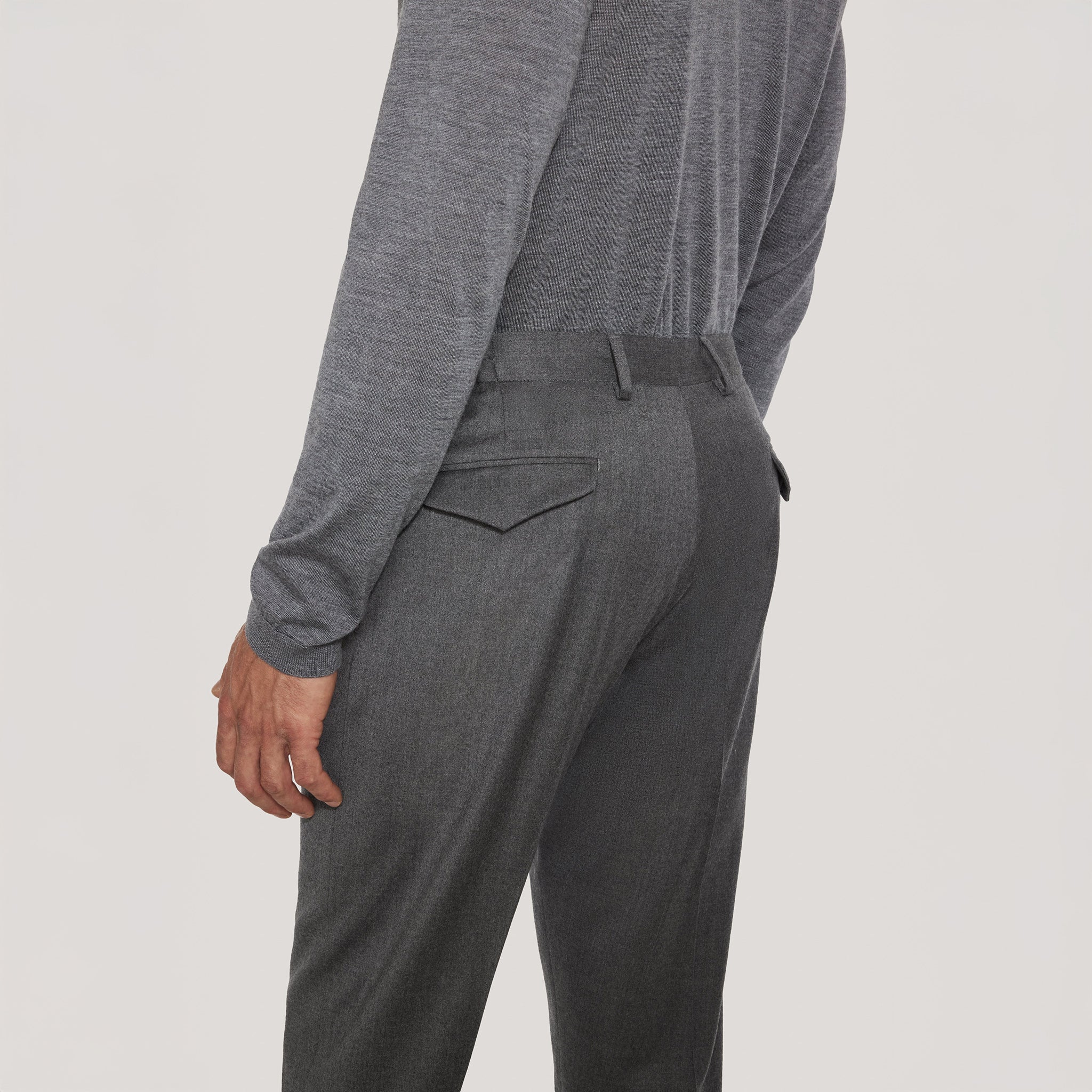 Gray Wool Stretch Prato Stretch Waistband Dress Pant - Jack Victor