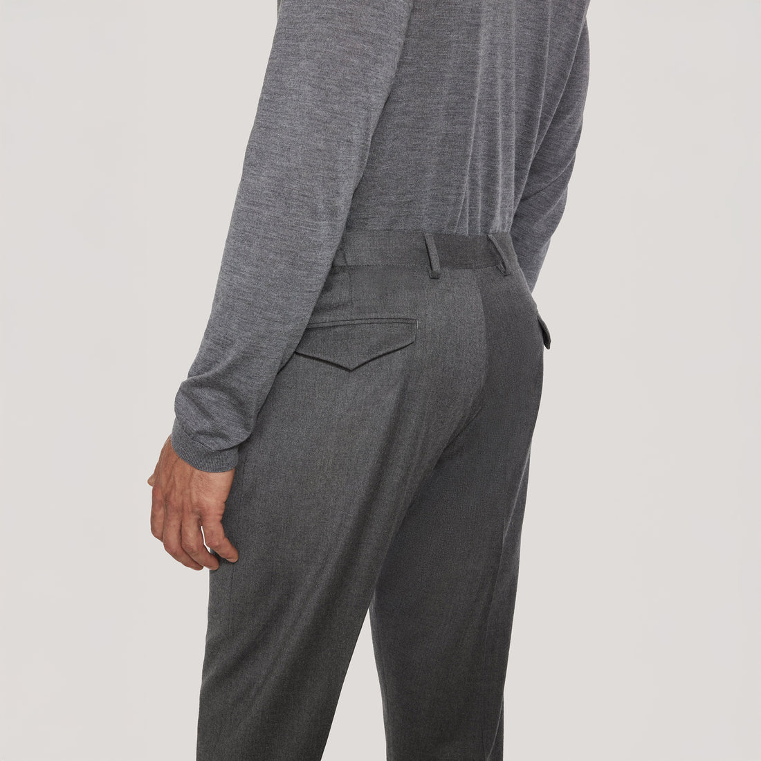 Gray Wool Stretch Prato Stretch Waistband Dress Pant - Jack Victor