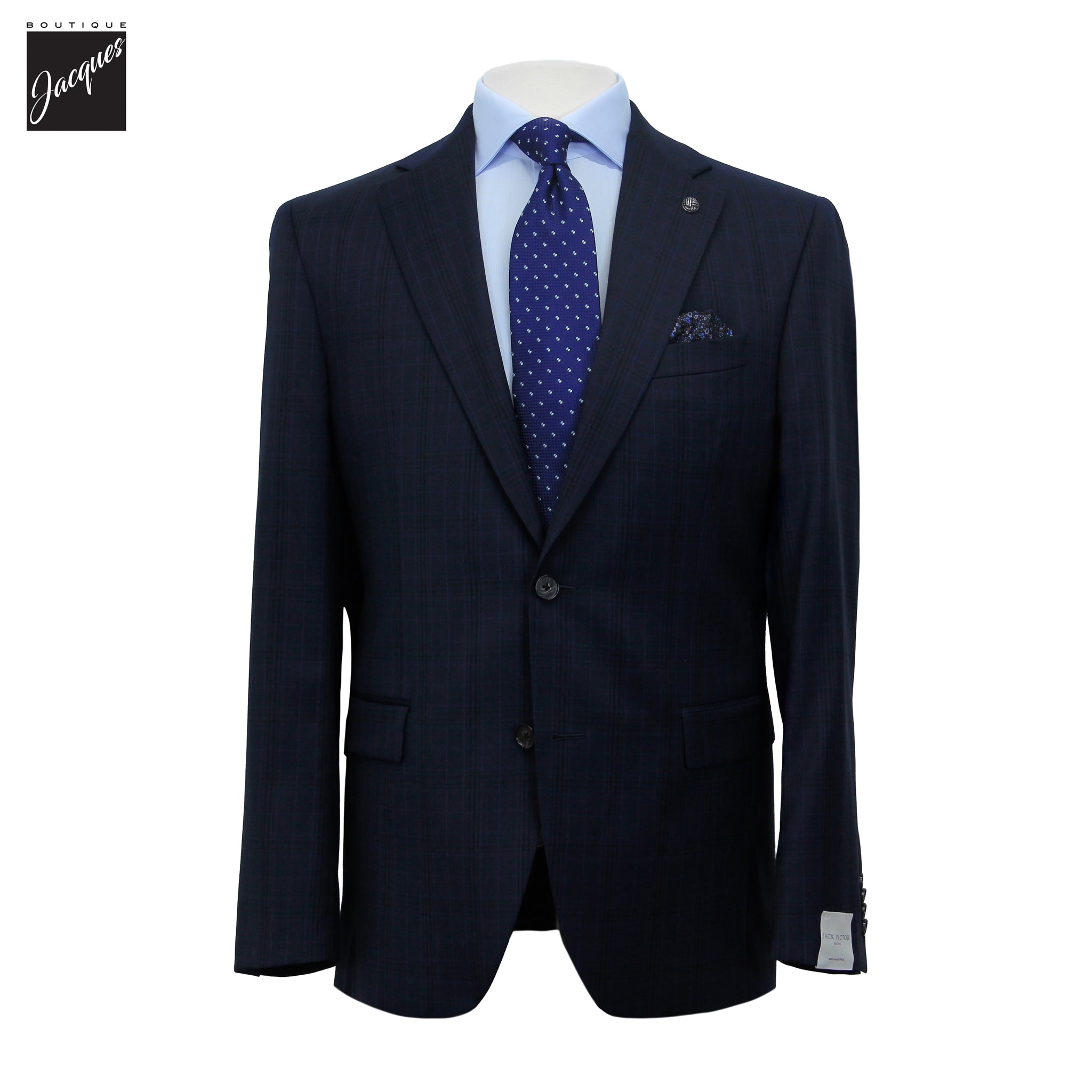Dark Blue Plaid Esprit Modern Fit Wool Suit - Jack Victor