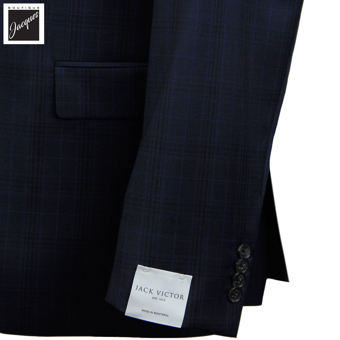 Dark Blue Plaid Esprit Modern Fit Wool Suit - Jack Victor
