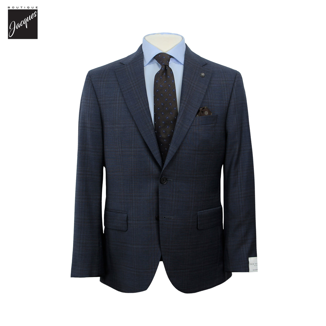 Steel Blue Check Superfine Merino Wool Napoli Classic Fit Suit - Jack Victor