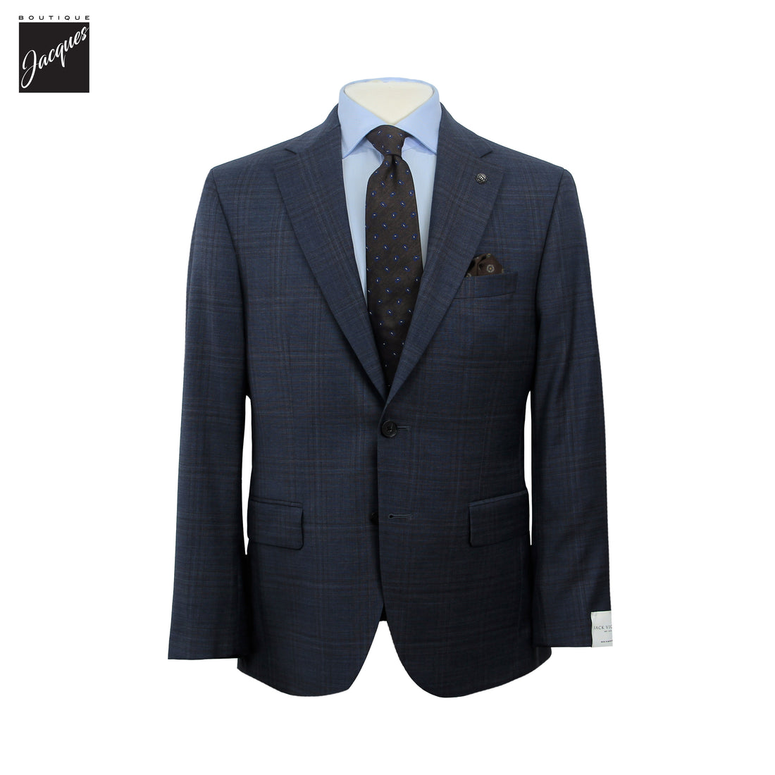 Steel Blue Check Superfine Merino Wool Napoli Classic Fit Suit - Jack Victor