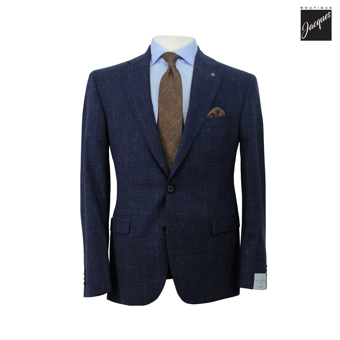 Navy & Brown Check Wool-Linen Esprit Modern Fit Suit - Jack Victor