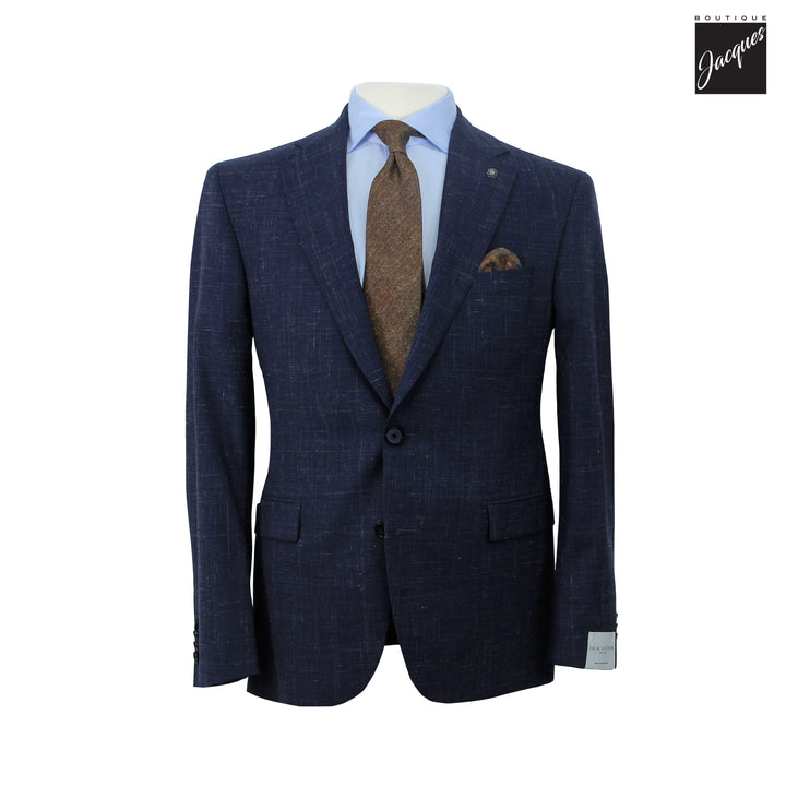 Navy & Brown Check Wool-Linen Esprit Modern Fit Suit - Jack Victor