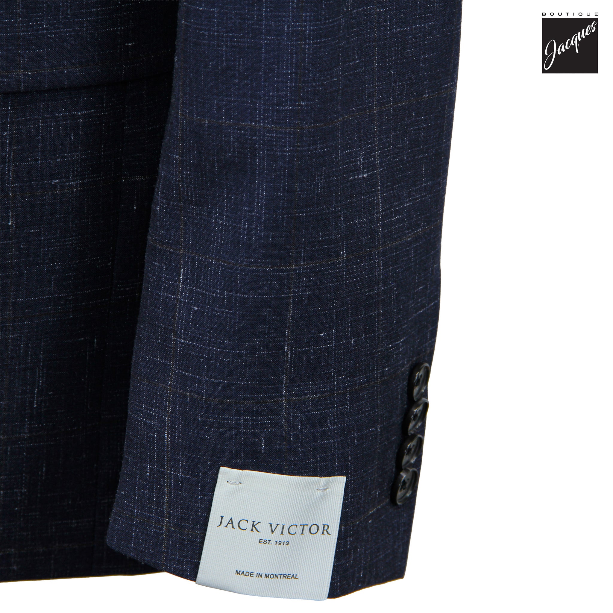 Navy & Brown Check Wool-Linen Esprit Modern Fit Suit - Jack Victor