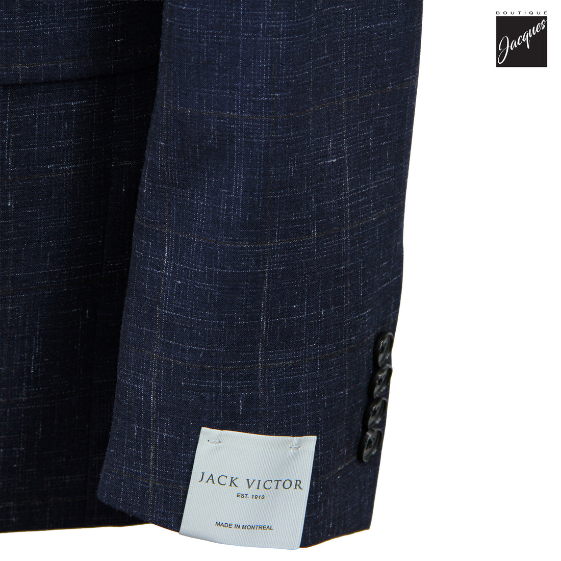 Navy & Brown Check Wool-Linen Esprit Modern Fit Suit - Jack Victor
