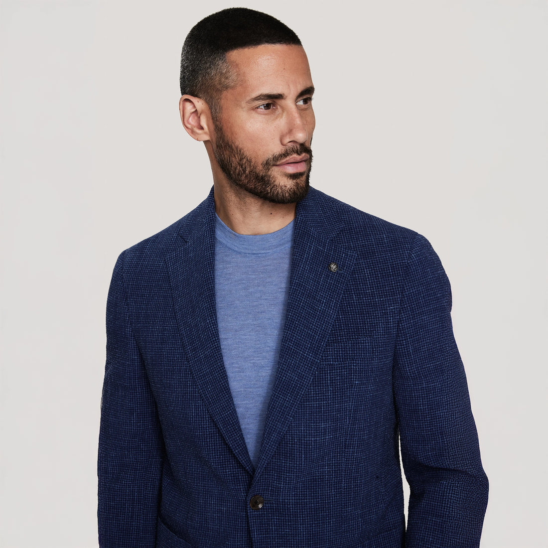 Mid Blue Wool/Silk/Linen Seersucker Myles Contemporary Sport Jacket - Jack Victor 1913 - Boutique Jacques International