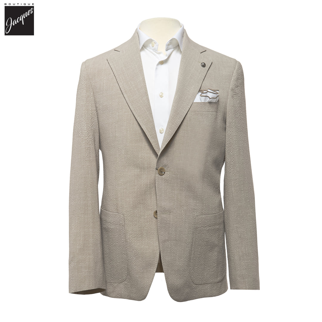 Beige Wool/Silk/Linen Seersucker Myles Contemporary Sport Jacket - Jack Victor 1913 - Boutique Jacques International