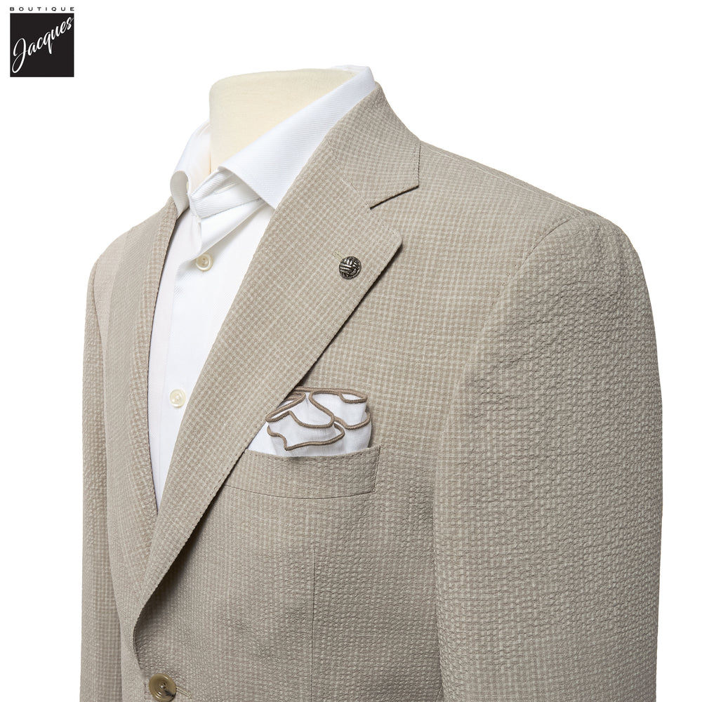 Beige Wool/Silk/Linen Seersucker Myles Contemporary Sport Jacket - Jack Victor 1913 - Boutique Jacques International