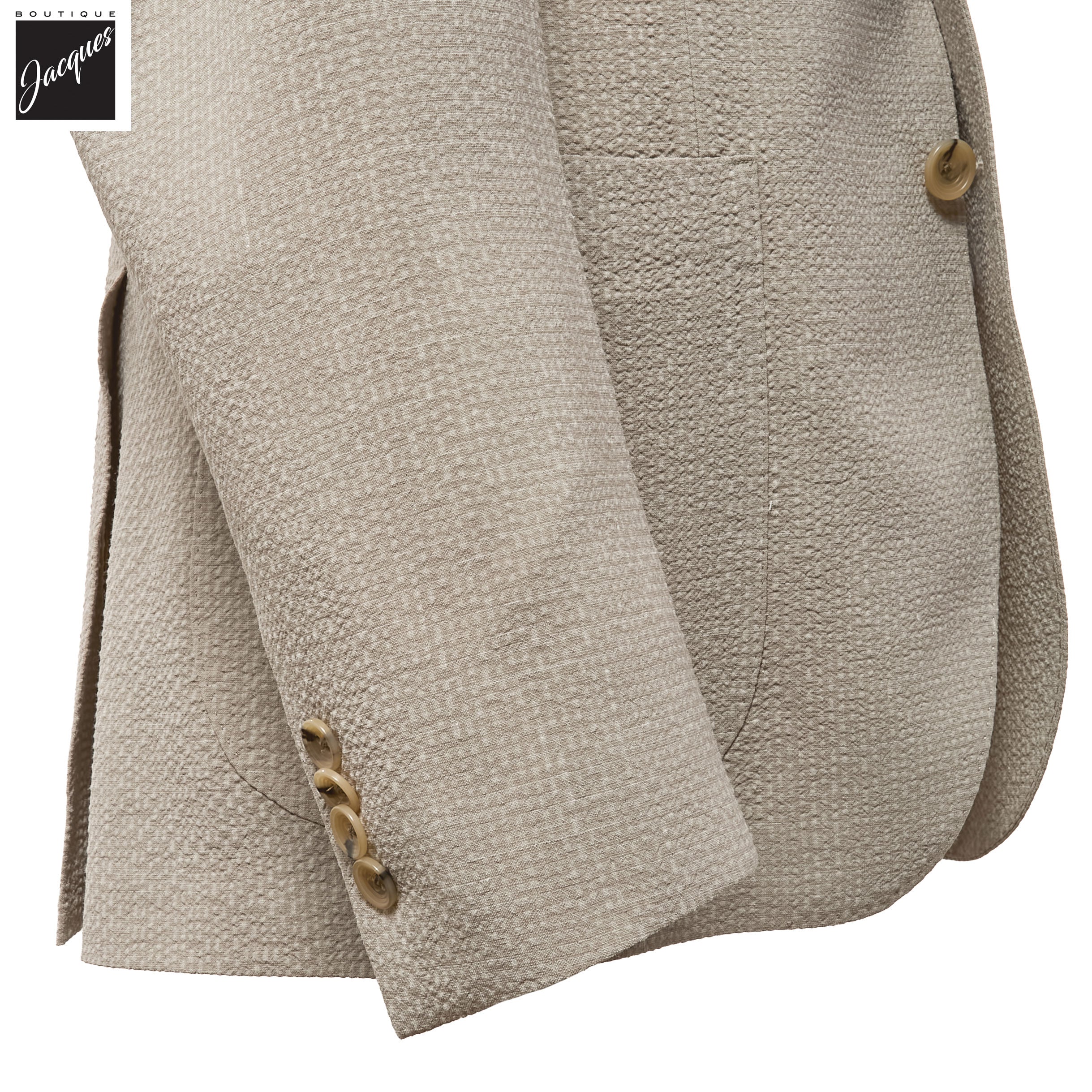 Beige Wool/Silk/Linen Seersucker Myles Contemporary Sport Jacket - Jack Victor 1913 - Boutique Jacques International