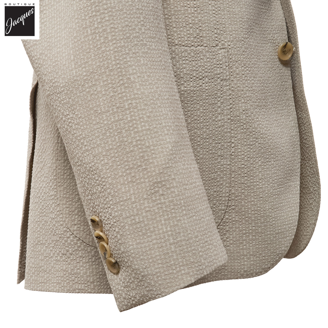 Beige Wool/Silk/Linen Seersucker Myles Contemporary Sport Jacket - Jack Victor 1913 - Boutique Jacques International