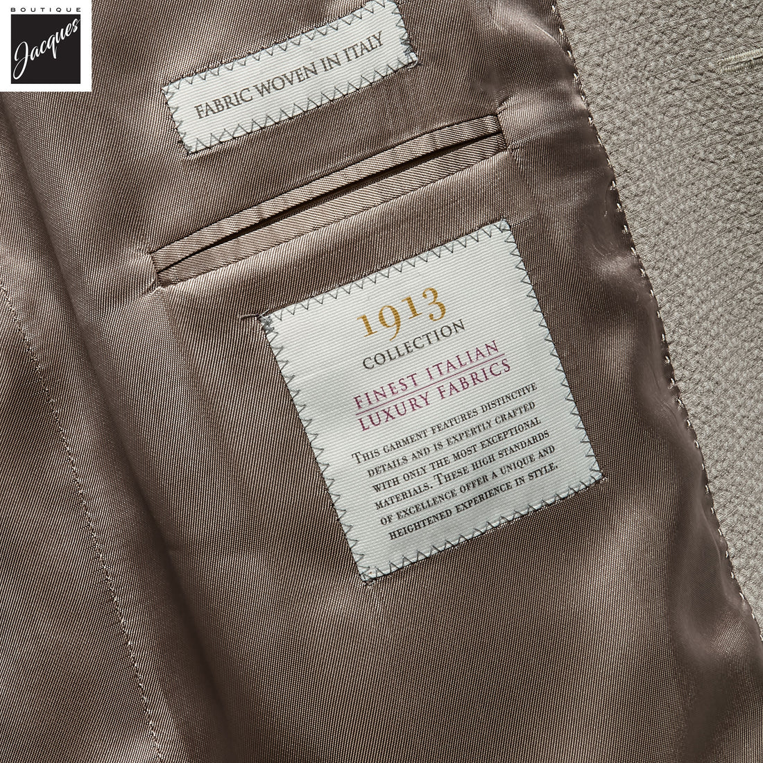 Beige Wool/Silk/Linen Seersucker Myles Contemporary Sport Jacket - Jack Victor 1913 - Boutique Jacques International