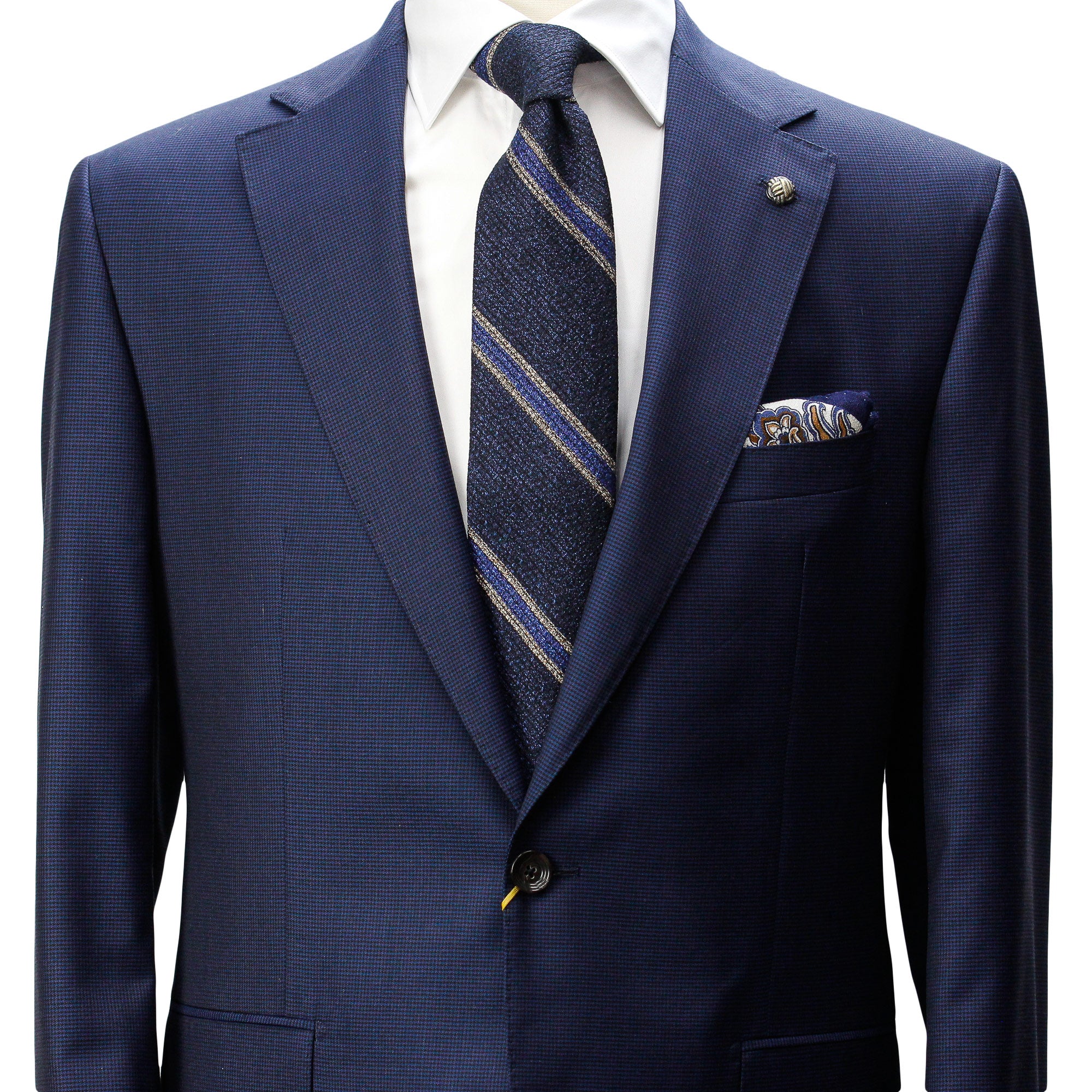 Navy Micro-Houndstooth Vitale Barberis Wool - Essence Contemporary Fit Suit - Jack Victor