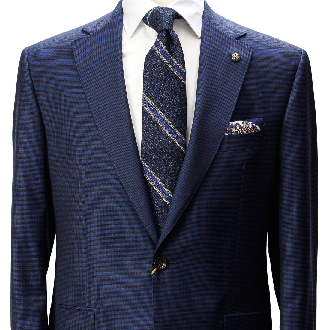 Navy Micro-Houndstooth Vitale Barberis Wool - Essence Contemporary Fit Suit - Jack Victor