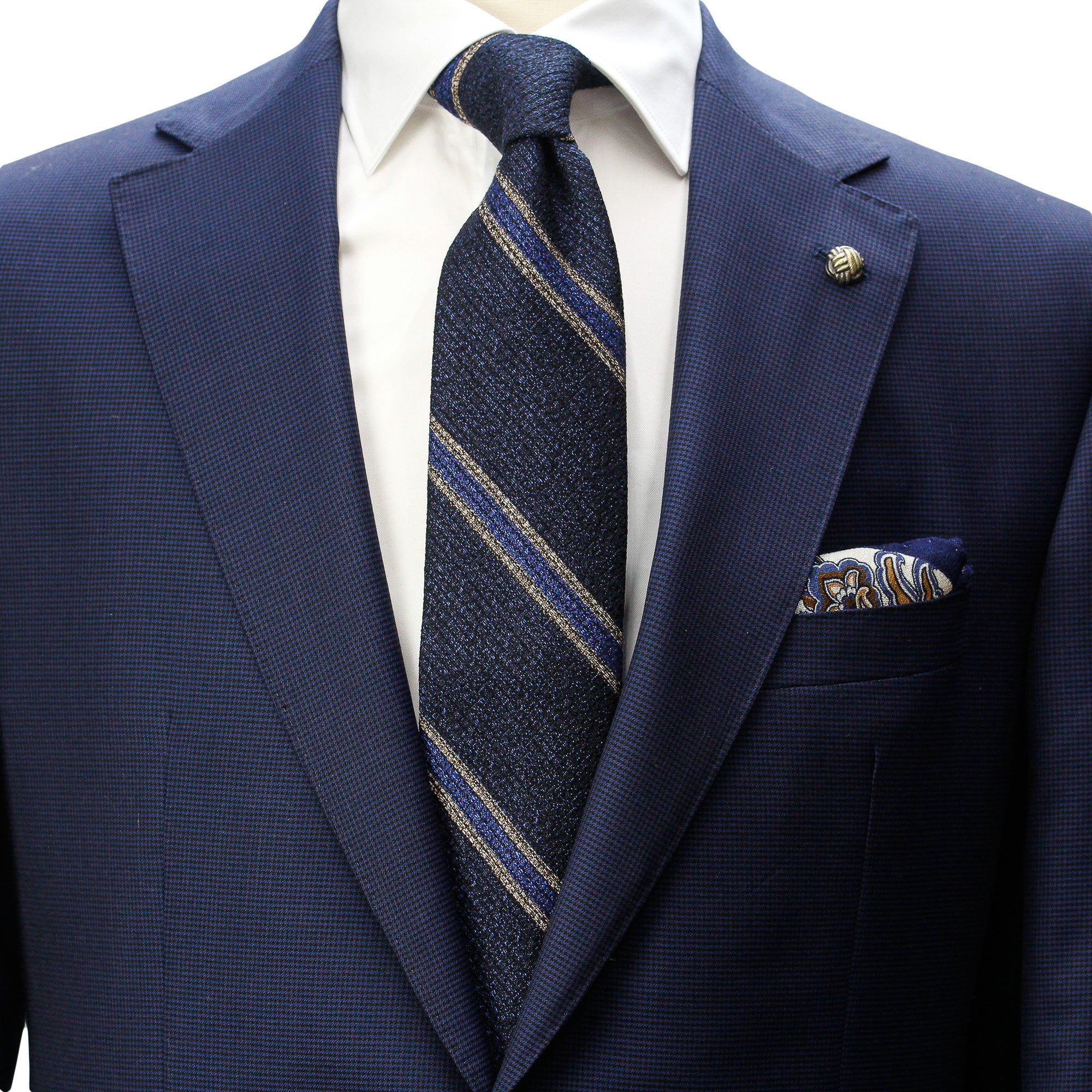 Navy Micro-Houndstooth Vitale Barberis Wool - Essence Contemporary Fit Suit - Jack Victor
