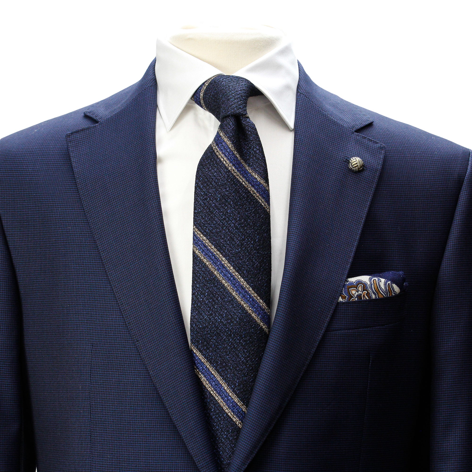 Navy Micro-Houndstooth Vitale Barberis Wool - Essence Contemporary Fit Suit - Jack Victor