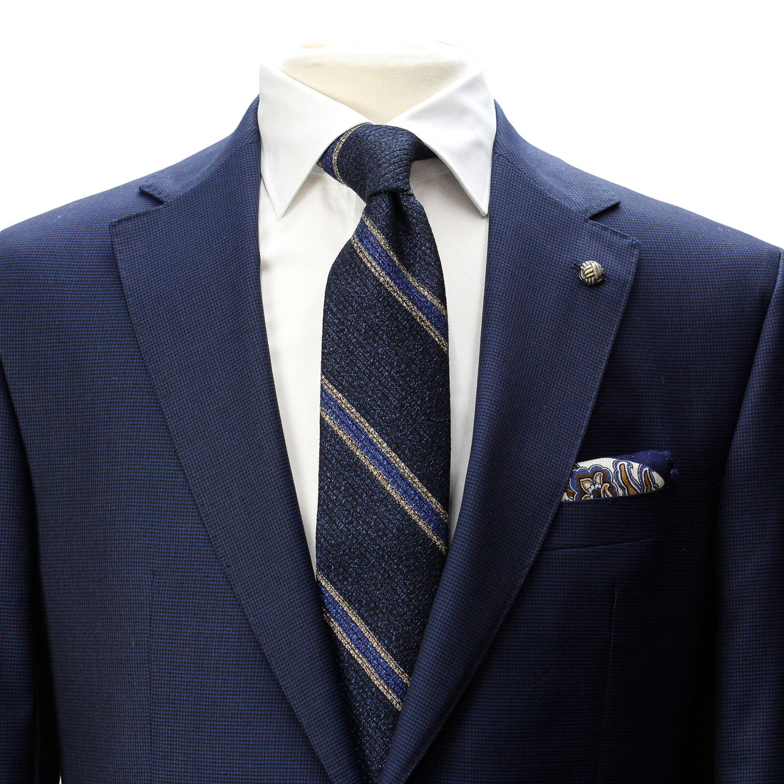 Navy Micro-Houndstooth Vitale Barberis Wool - Essence Contemporary Fit Suit - Jack Victor