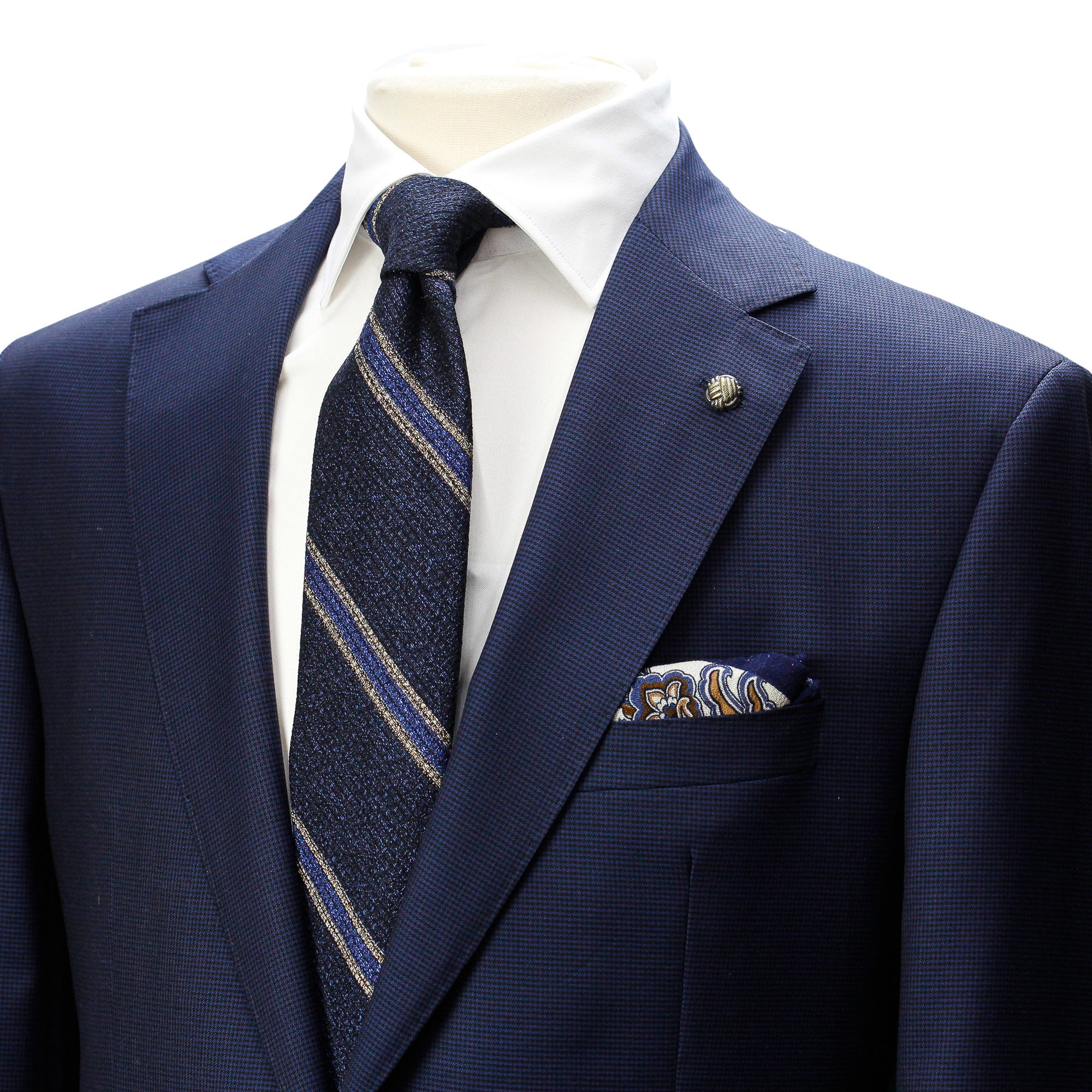 Navy Micro-Houndstooth Vitale Barberis Wool - Essence Contemporary Fit Suit - Jack Victor