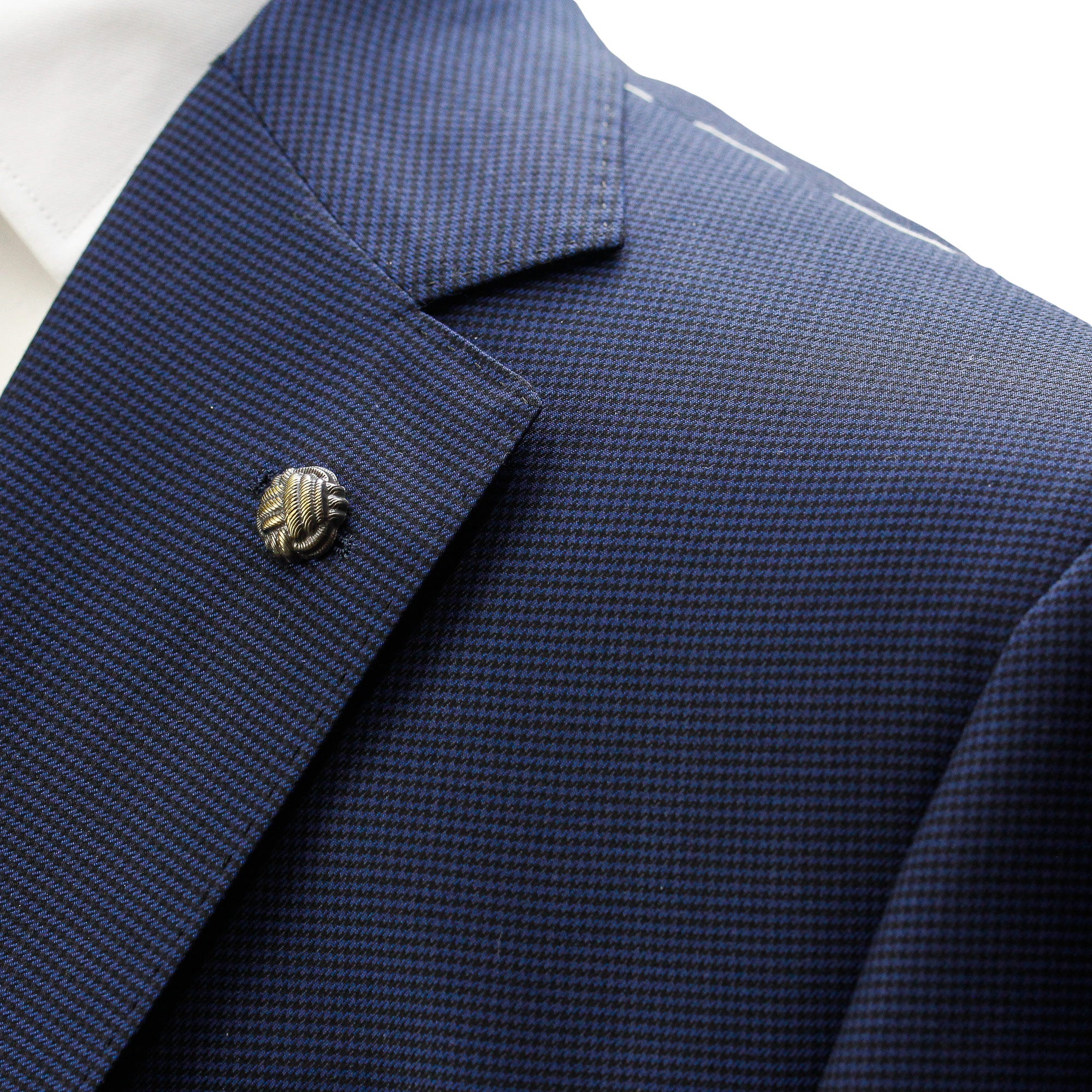 Navy Micro-Houndstooth Vitale Barberis Wool - Essence Contemporary Fit Suit - Jack Victor
