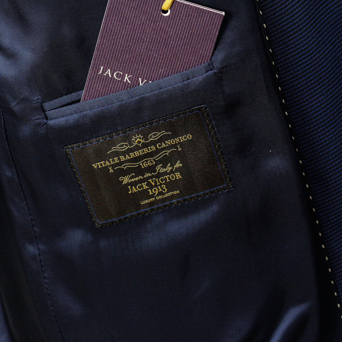 Navy Micro-Houndstooth Vitale Barberis Wool - Essence Contemporary Fit Suit - Jack Victor
