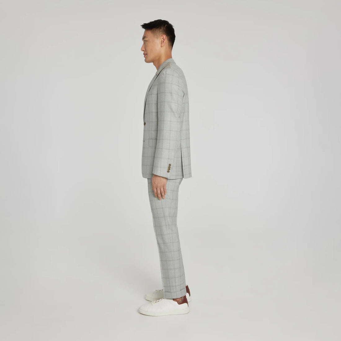 Light Grey Subtle Windowpane Check McAllen Contemporary Fit Suit - Jack Victor - Boutique Jacques International