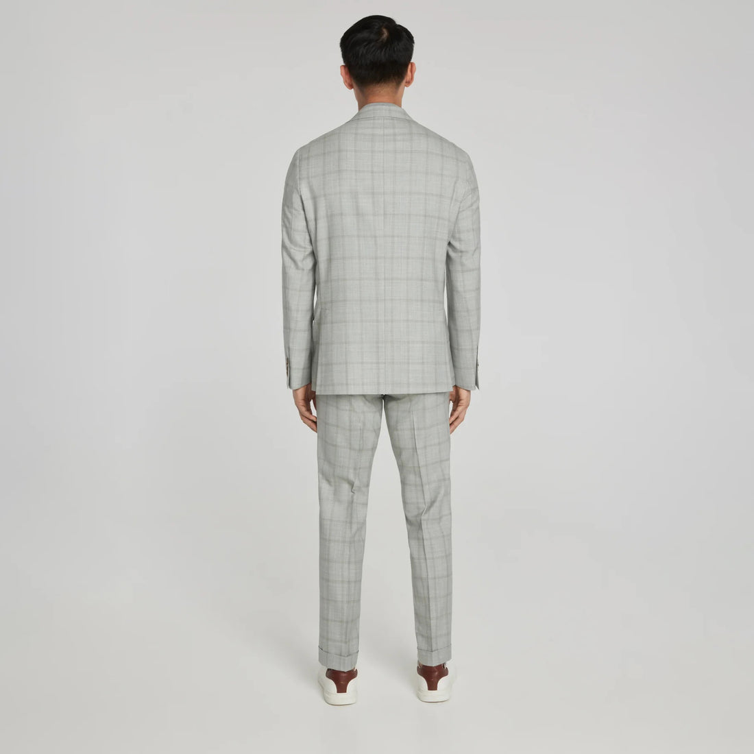 Light Grey Subtle Windowpane Check McAllen Contemporary Fit Suit - Jack Victor - Boutique Jacques International