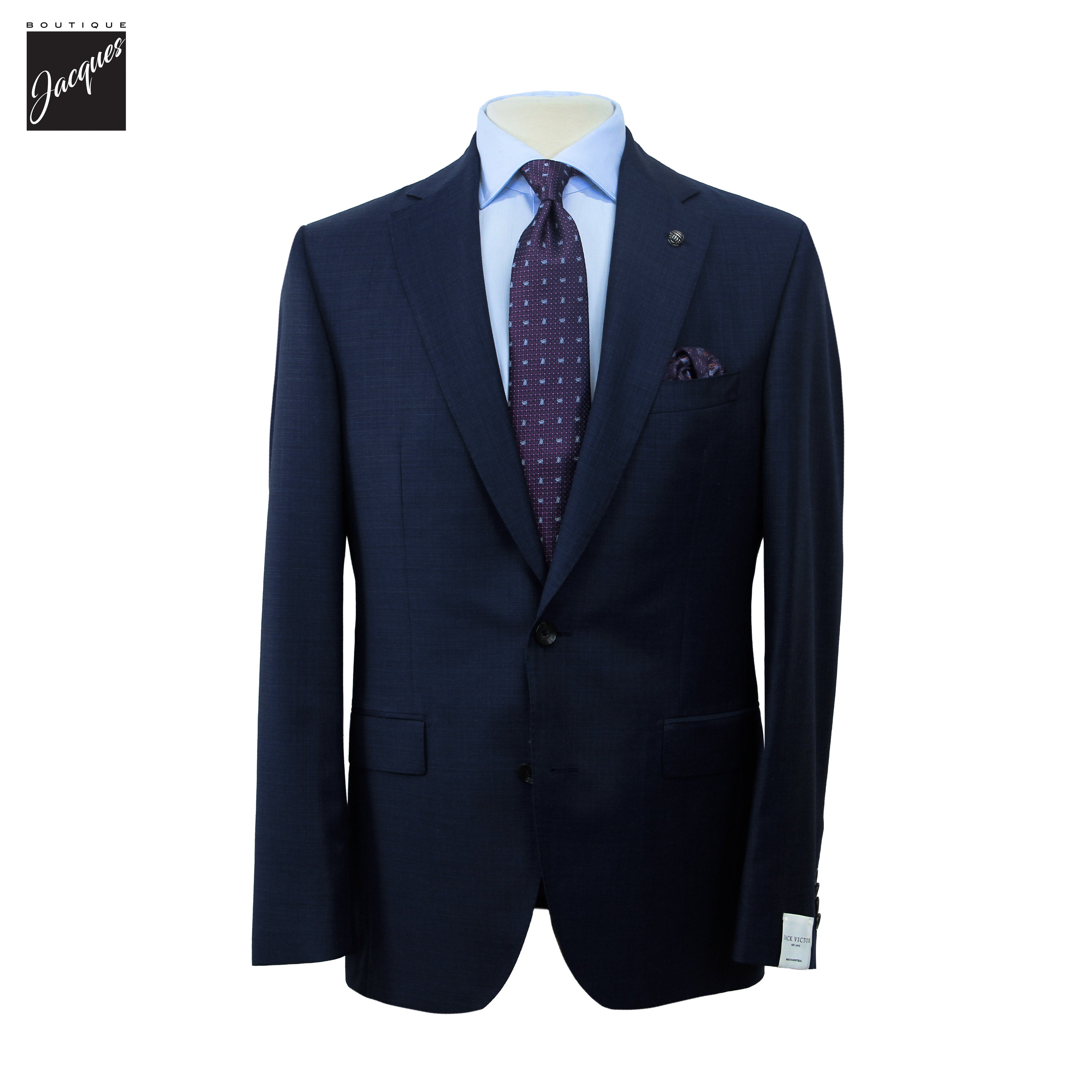 Dark Blue Semi-Solid Super 150's Wool Essence Modern Fit Suit - Jack Victor 1913