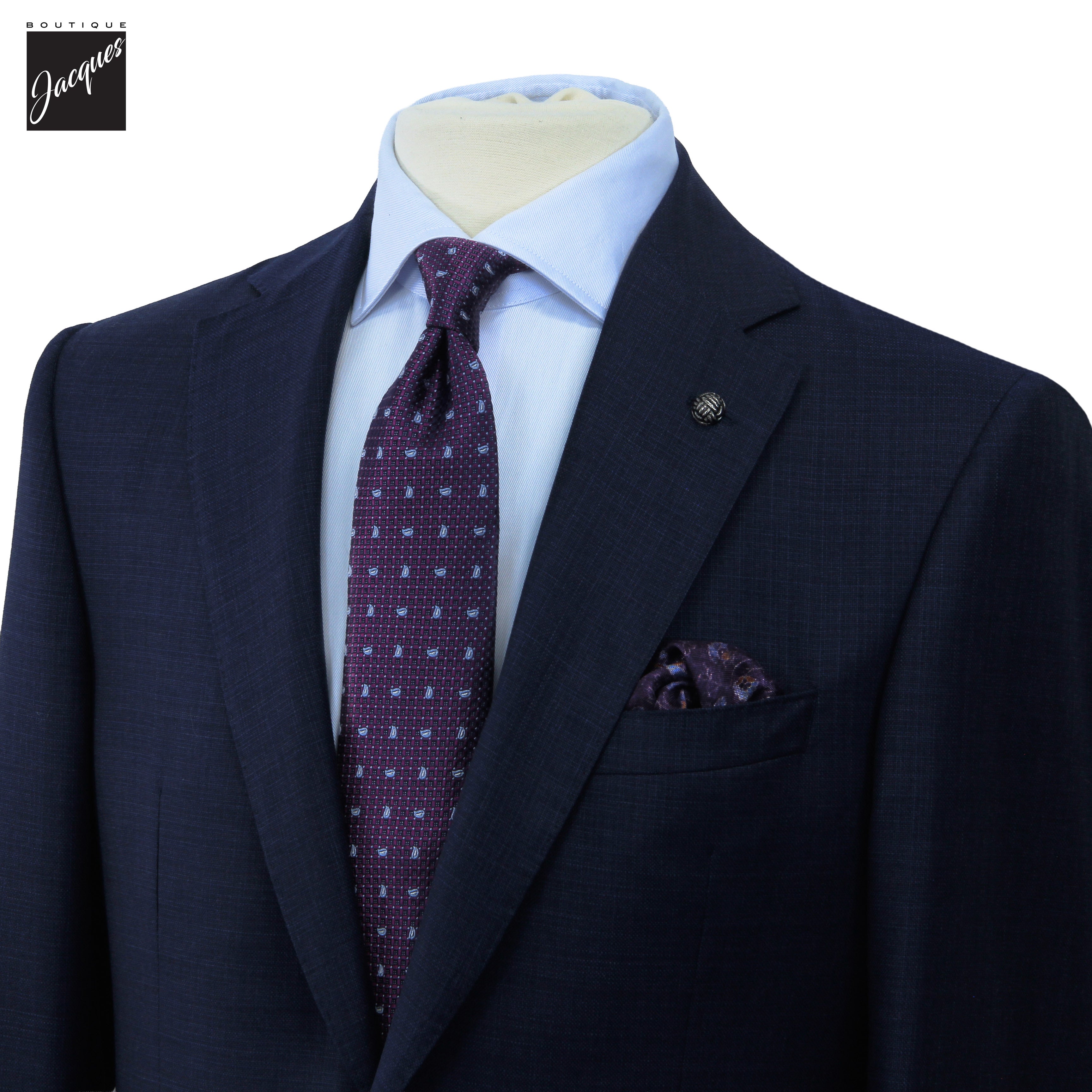 Dark Blue Semi-Solid Super 150's Wool Essence Modern Fit Suit - Jack Victor 1913