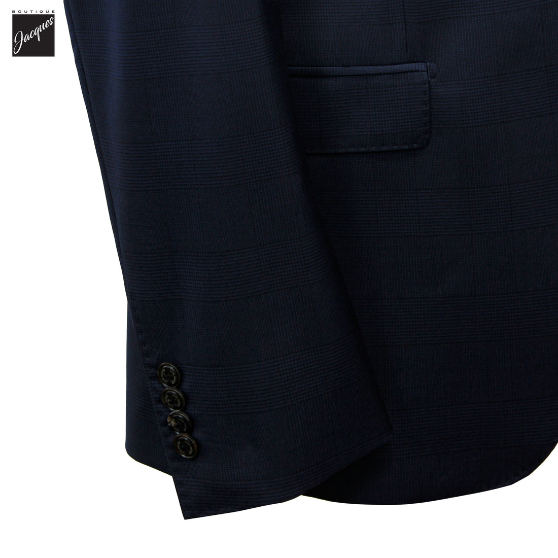 Navy Prince-of-Wales Super 150's Wool Essence Modern Fit Suit - Jack Victor 1913