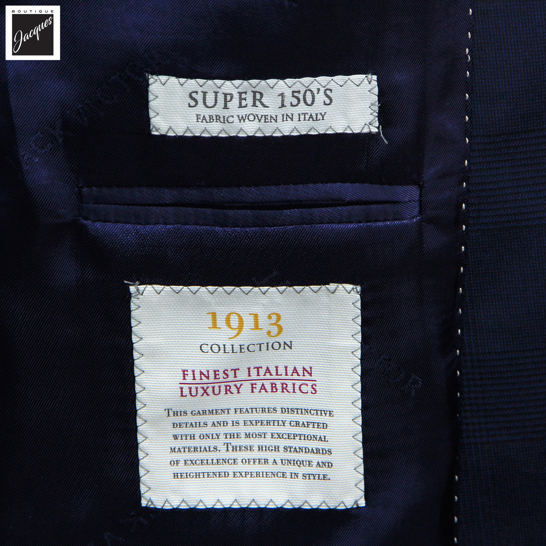 Navy Prince-of-Wales Super 150's Wool Essence Modern Fit Suit - Jack Victor 1913