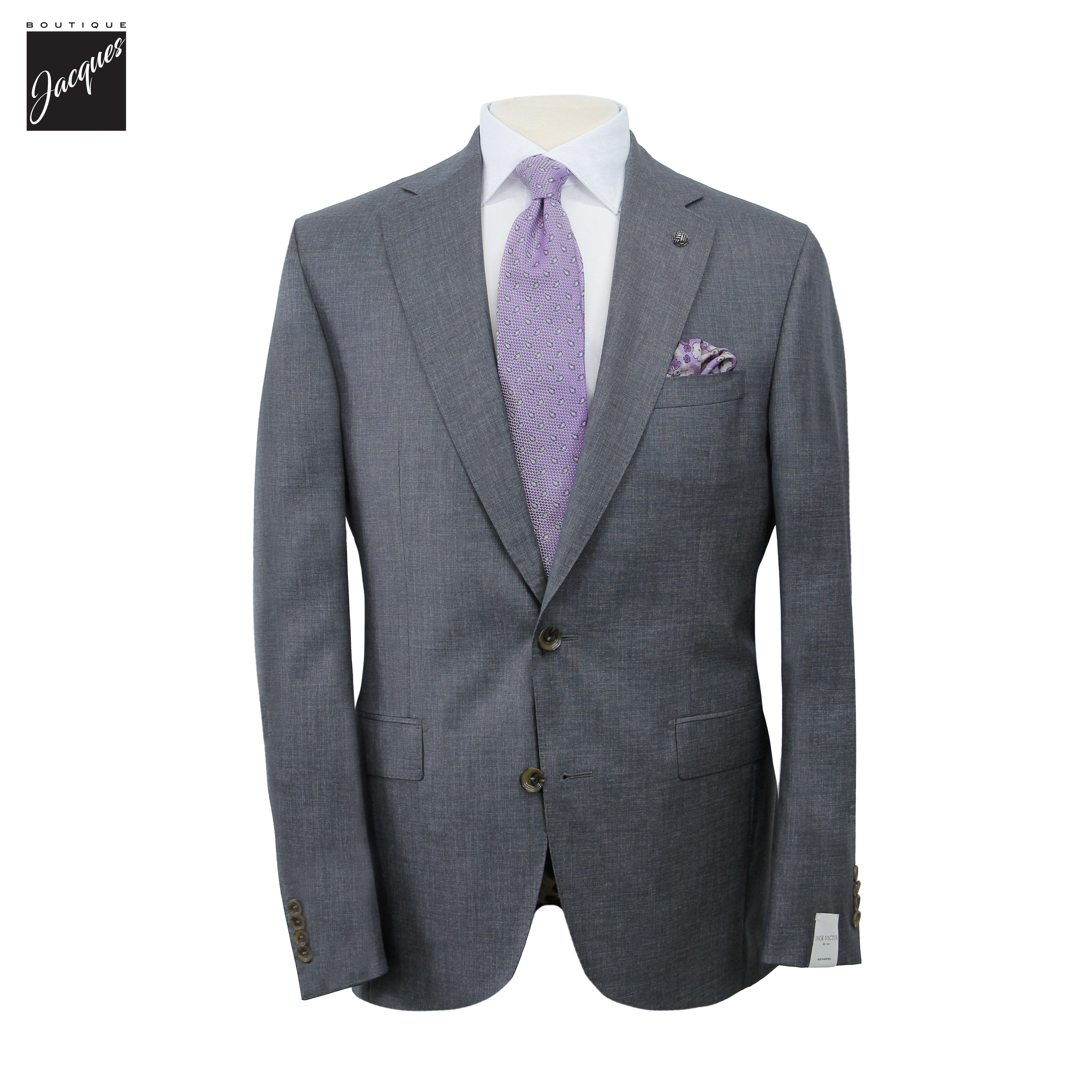 Gray Semi-Solid Super 150's Wool Essence Modern Fit Suit - Jack Victor 1913