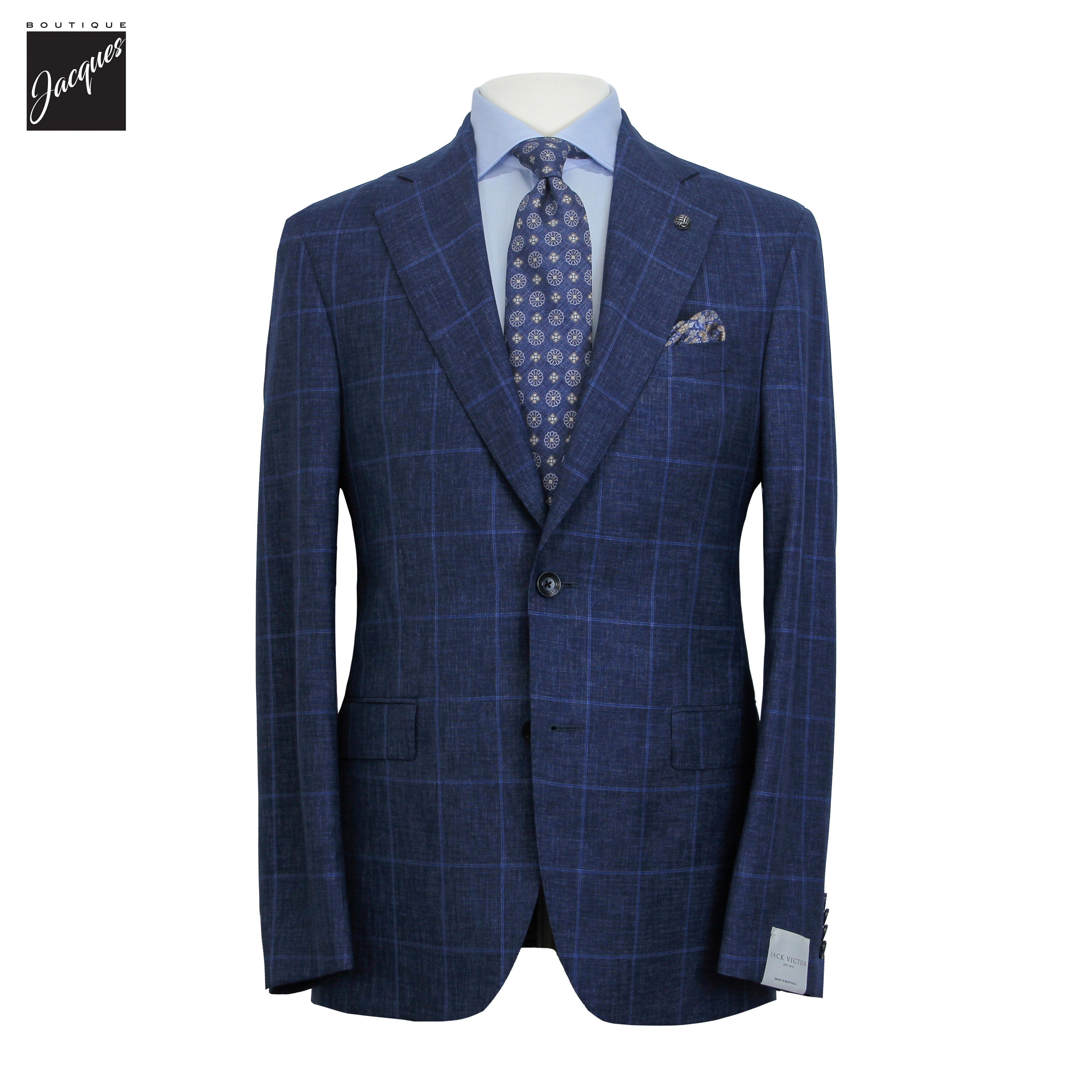 Blue Windowpane Super 150's Wool Mason Contemporary Fit Suit - Jack Victor 1913