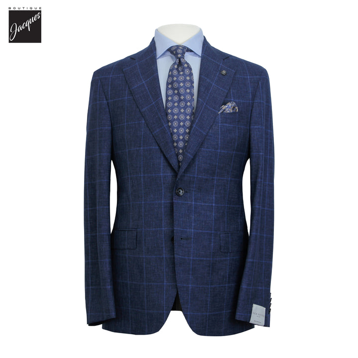 Blue Windowpane Super 150's Wool Mason Contemporary Fit Suit - Jack Victor 1913