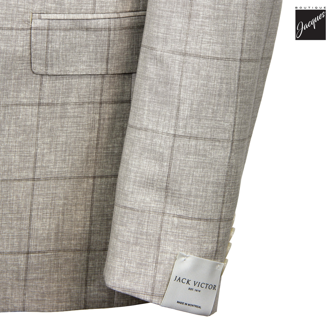 Oatmeal Windowpane Super 150's Wool Mason Contemporary Fit Suit - Jack Victor 1913