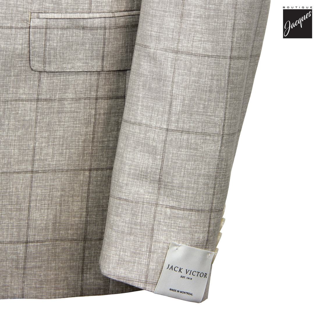 Oatmeal Windowpane Super 150's Wool Mason Contemporary Fit Suit - Jack Victor 1913
