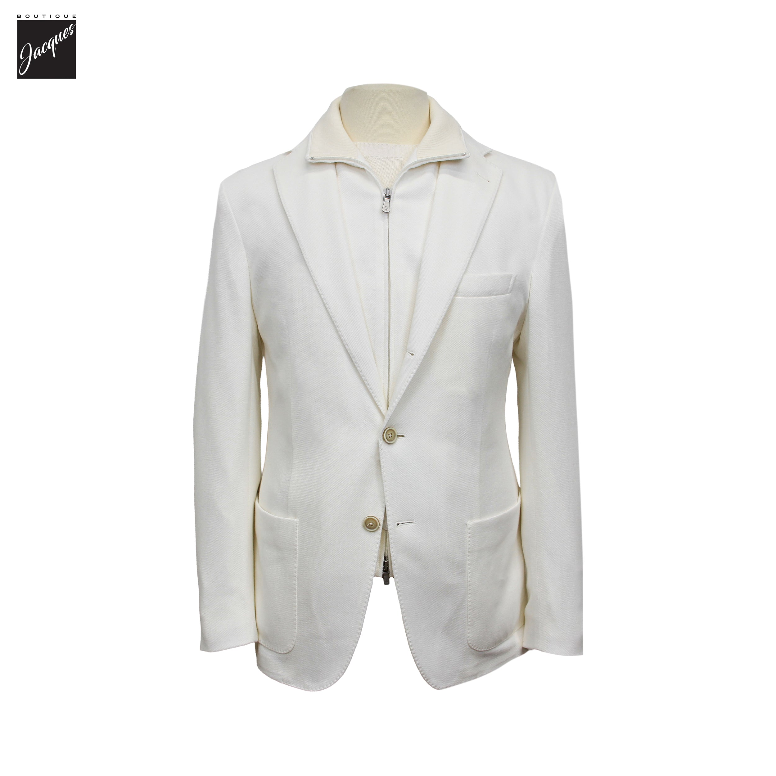 White Cotton Hybrid Sport Jacket with Removable Bib - ELEVENTY PLATINUM - Boutique Jacques International