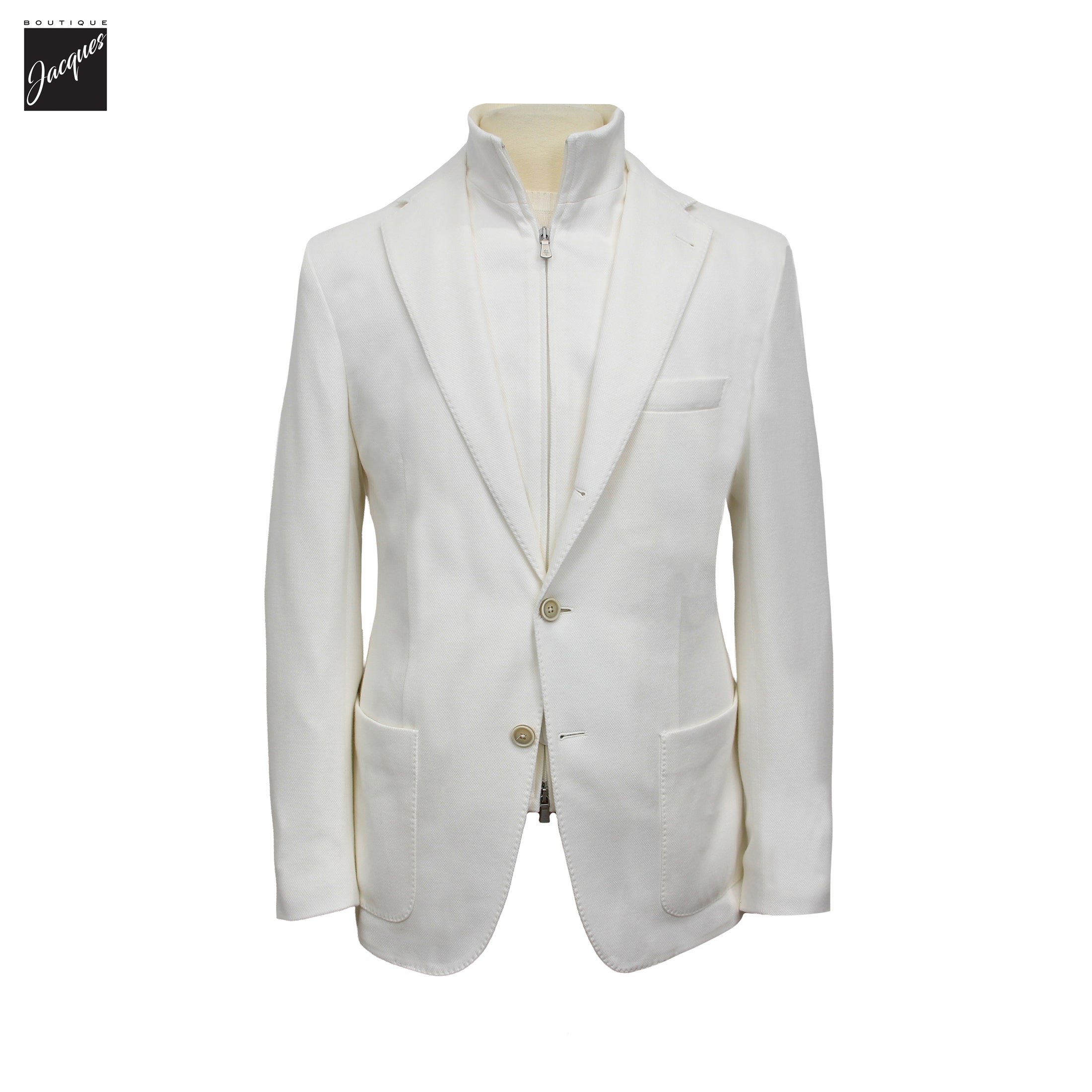 White Cotton Hybrid Sport Jacket with Removable Bib - ELEVENTY PLATINUM - Boutique Jacques International