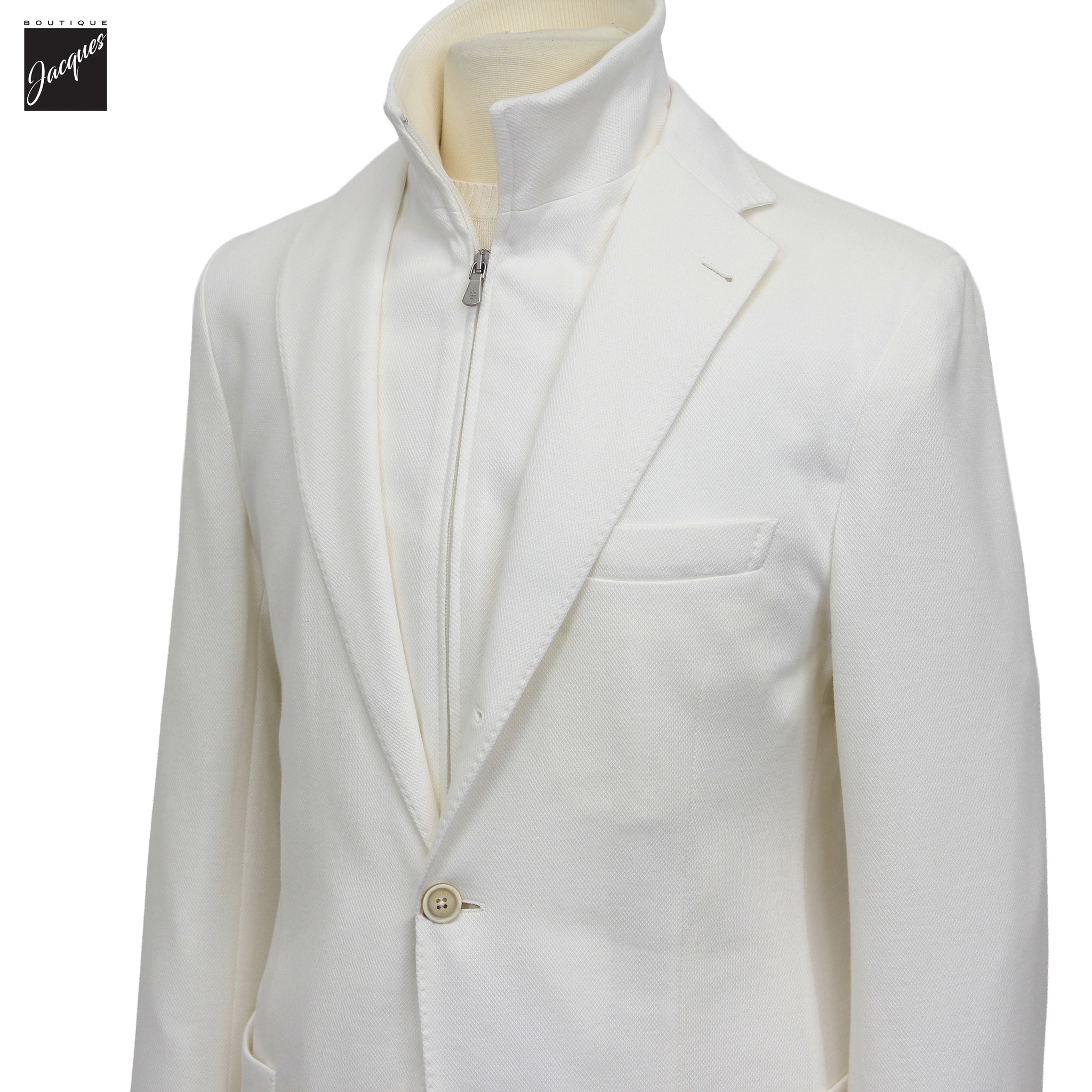White Cotton Hybrid Sport Jacket with Removable Bib - ELEVENTY PLATINUM - Boutique Jacques International