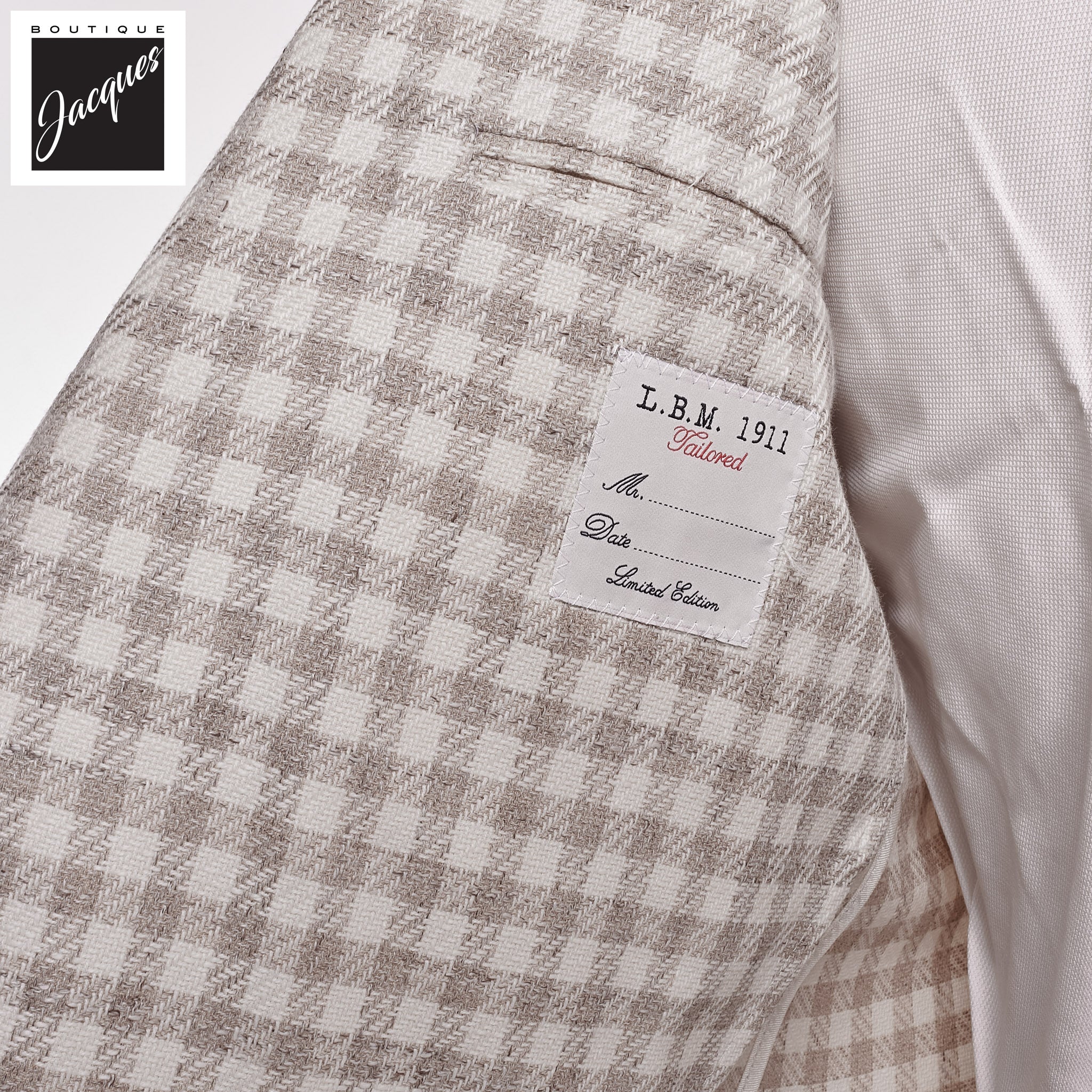 Oatmeal Check Cotton Contemporary Fit Sport Jacket - L.B.M 1911