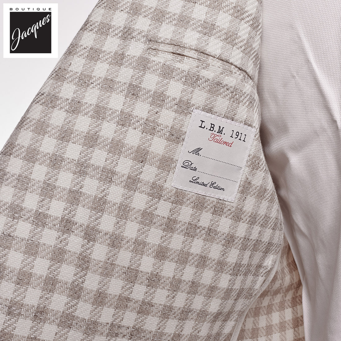 Oatmeal Check Cotton Contemporary Fit Sport Jacket - L.B.M 1911