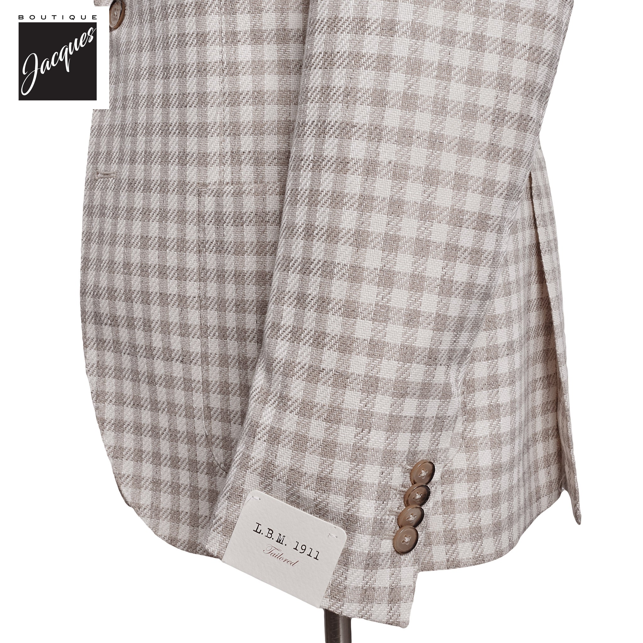 Oatmeal Check Cotton Contemporary Fit Sport Jacket - L.B.M 1911