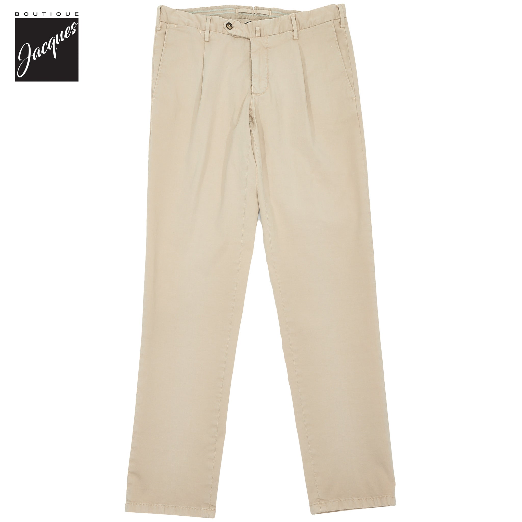 Sandy Beige Garment-Dyed Cotton-Stretch Modern Fit Michael Dress Pant - L.B.M. 1911