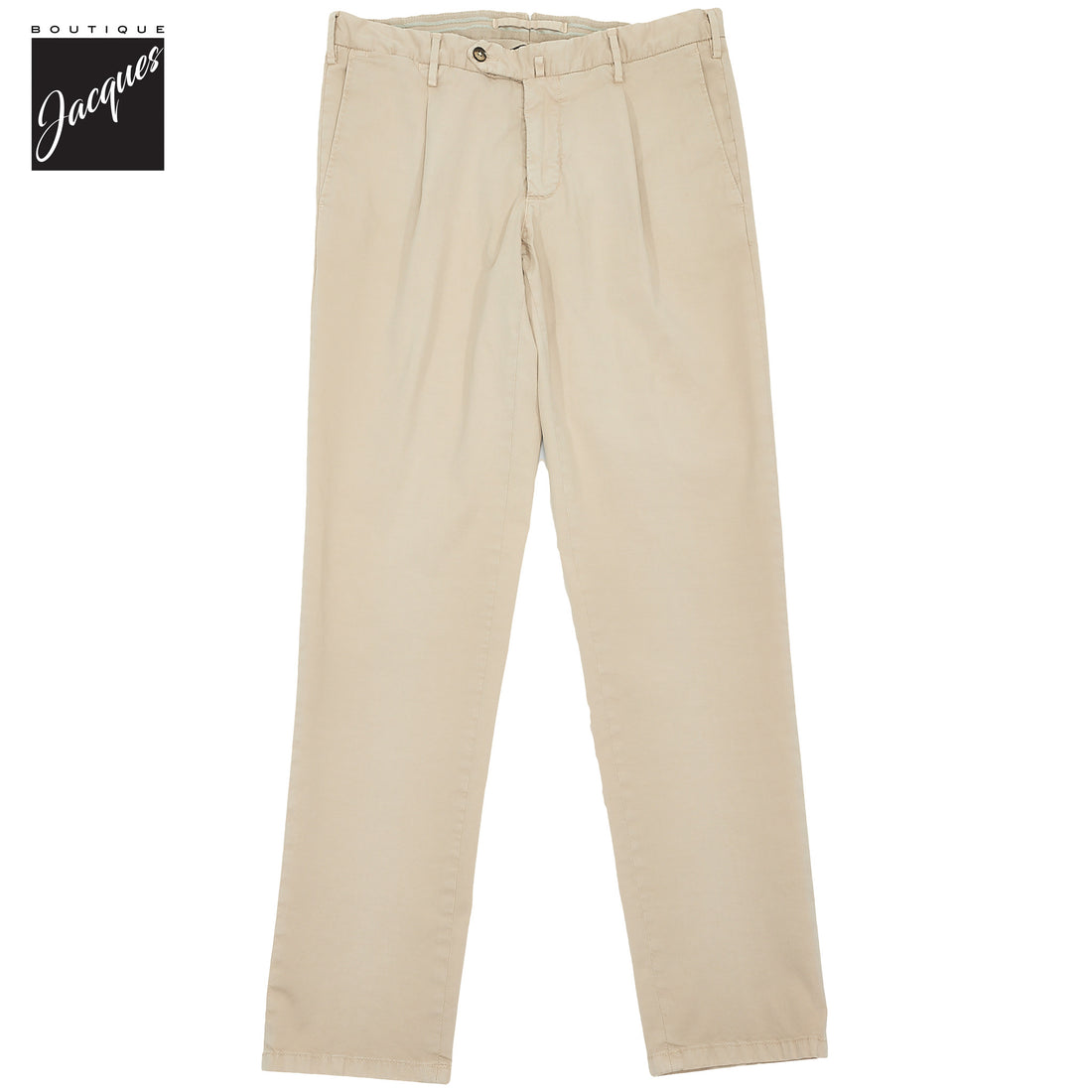 Sandy Beige Garment-Dyed Cotton-Stretch Modern Fit Michael Dress Pant - L.B.M. 1911