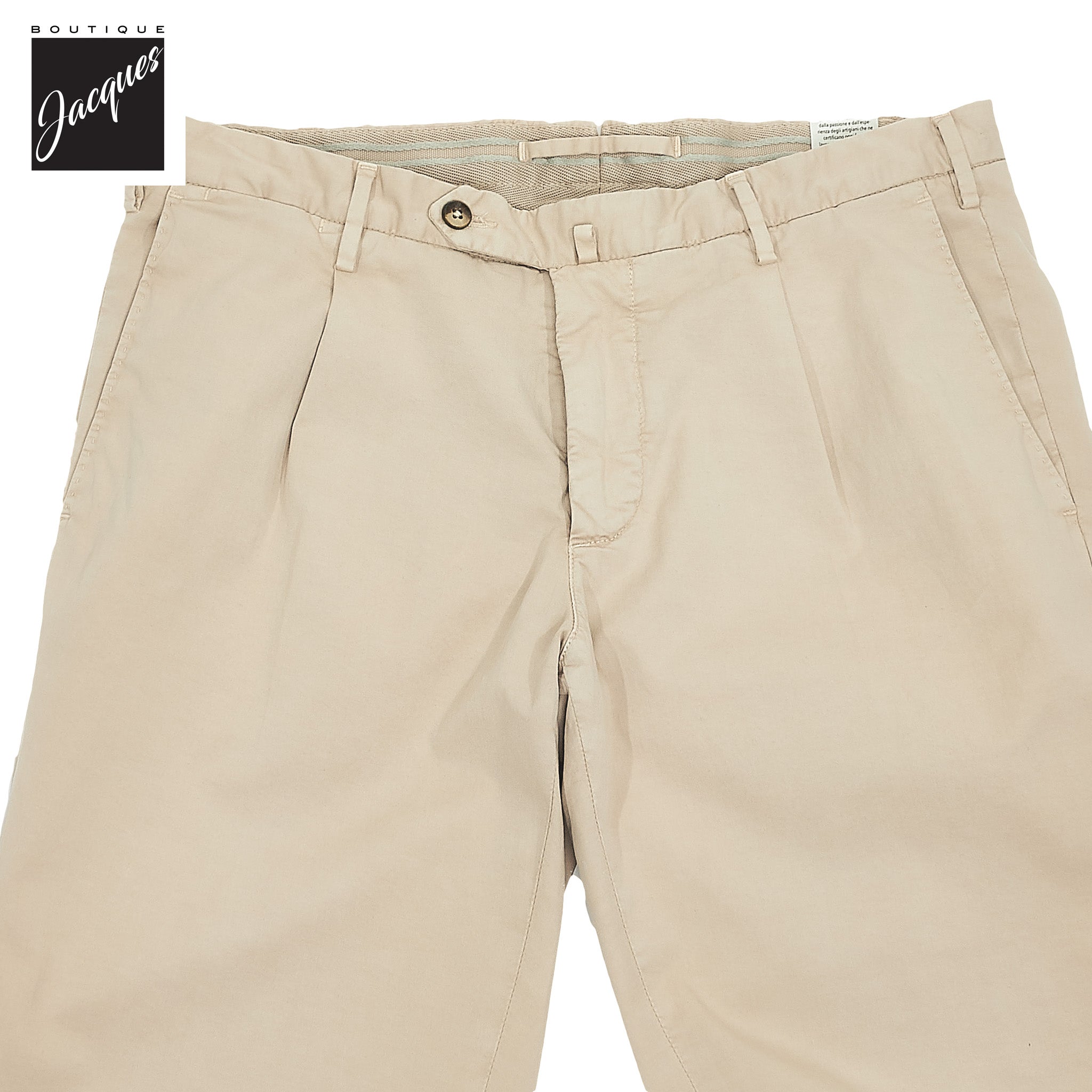 Sandy Beige Garment-Dyed Cotton-Stretch Modern Fit Michael Dress Pant - L.B.M. 1911
