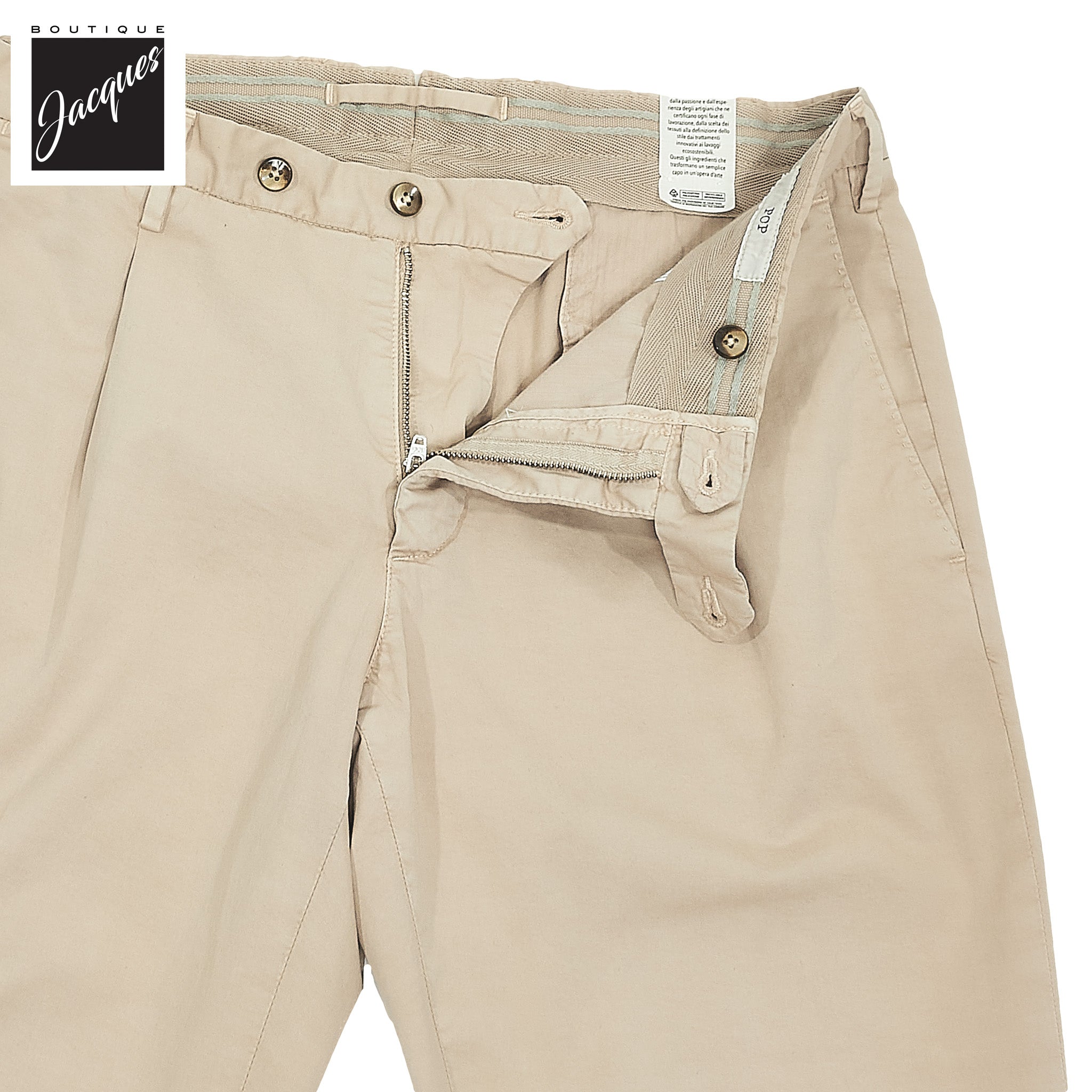 Sandy Beige Garment-Dyed Cotton-Stretch Modern Fit Michael Dress Pant - L.B.M. 1911